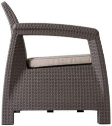 Keter Corfu Brown Outdoor 4 Seater Rattan Sofa Furniture - thumbnail 3