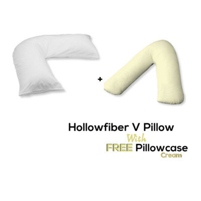 Chilimilii V Pillow With Free V Pillowcase Polycotton Cover Orthopedic Neck & Back Support Hollowfiber Filled Pillow