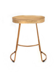 Elm Home And Garden Solid Hard Wood Gold Metal Breakfast Bar Kitchen Pub Café Stool Wooden H 55 X W 52 X D 36 Cm - thumbnail 2