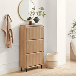 Furniturebox Uk Penrose Oak Effect Wood Shoe Storage Cabinet - thumbnail 1