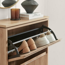Furniturebox Uk Penrose Oak Effect Wood Shoe Storage Cabinet - thumbnail 4