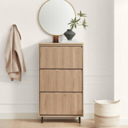Furniturebox Uk Penrose Oak Effect Wood Shoe Storage Cabinet - thumbnail 2