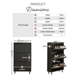 Furniturebox Uk Penrose Oak Effect Wood Shoe Storage Cabinet - thumbnail 8