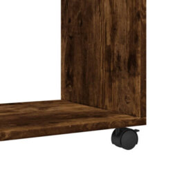 Berkfield Side Table With Wheels Smoked Oak 70X35X60 Cm Engineered Wood - thumbnail 8