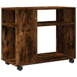 Berkfield Side Table With Wheels Smoked Oak 70X35X60 Cm Engineered Wood - thumbnail 2
