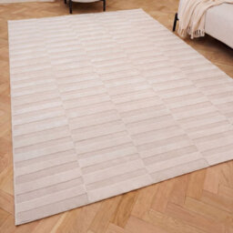 The Rugs Loft Ivory Striped Living Room Area Rug And Runners Soft Pile - thumbnail 1