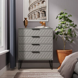 Anzio Matt Dusk Grey No Effect 4 Drawer Chest (H)907mm (W)765mm (D)395mm - thumbnail 1