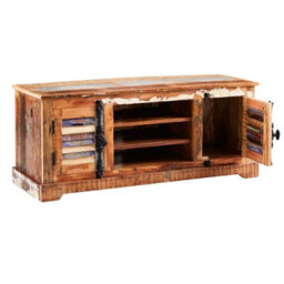 Wyld Haus Seattle Reclaimed Wood Tv Cabinet, 2 Doors, 2 Shelves, Rustic Brown - thumbnail 3
