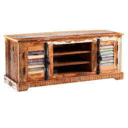 Wyld Haus Seattle Reclaimed Wood Tv Cabinet, 2 Doors, 2 Shelves, Rustic Brown - thumbnail 2