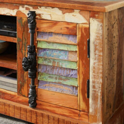Wyld Haus Seattle Reclaimed Wood Tv Cabinet, 2 Doors, 2 Shelves, Rustic Brown - thumbnail 4