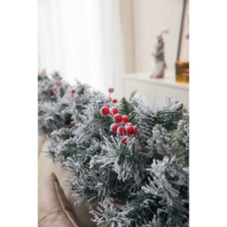 Evre 9Ft Pre-Lit Led Christmas Garland With Artificial Berries, Pine Cones, Snow Frosting, Indoor, Wall Hanging Decoration - thumbnail 7