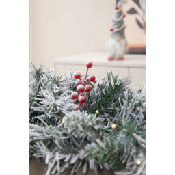 Evre 9Ft Pre-Lit Led Christmas Garland With Artificial Berries, Pine Cones, Snow Frosting, Indoor, Wall Hanging Decoration - thumbnail 8