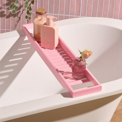 Ohs Bamboo Bath Tray Storage Bathtub Rack Caddy - image 1