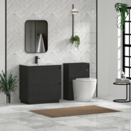Royal Bathrooms Orion 800mm Matt Obsidian Black 2 Drawer Floor Standing Vanity Unit With Carrara White Basin & Black Accent Trim - thumbnail 3