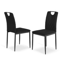 More4Homes Set Of 4 Monza Faux Leather Dining Chair Modern Padded Seat Metal Legs Kitchen (Black) - thumbnail 6