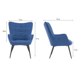 More4Homes Vera Fabric Occasional Living Room Bedroom Modern Metal Legs Accent Chair Armchair (Blue W Footstool) - thumbnail 8