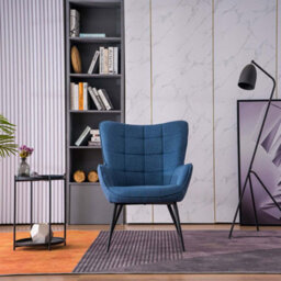 More4Homes Vera Fabric Occasional Living Room Bedroom Modern Metal Legs Accent Chair Armchair (Blue W Footstool) - thumbnail 7