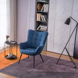 More4Homes Vera Fabric Occasional Living Room Bedroom Modern Metal Legs Accent Chair Armchair (Blue W Footstool) - thumbnail 6