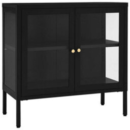 Berkfield Classic Sideboard Black 70X35X70 Cm Steel And Glass