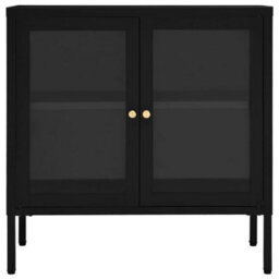 Berkfield Classic Sideboard Black 70X35X70 Cm Steel And Glass - thumbnail 3