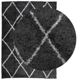 Berkfield Shaggy Rug Pamplona High Pile Modern Black And Cream 240X340 Cm - thumbnail 3
