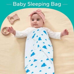 Ameha Blue 100% Cotton Baby Swaddle Wraps 0-3 Months Swaddle Wrap Cloud & Star Pattern For New Born Baby Pack Of 2 - thumbnail 2