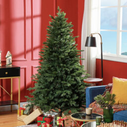 Homcom 6 Ft Artificial Christmas Tree With Metal Base, Hinged Branches - thumbnail 1