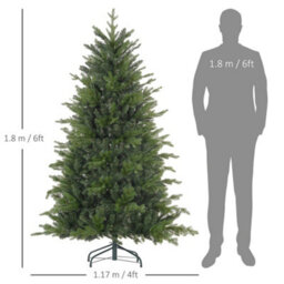 Homcom 6 Ft Artificial Christmas Tree With Metal Base, Hinged Branches - thumbnail 3