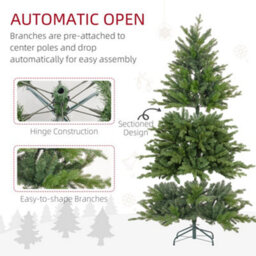 Homcom 6 Ft Artificial Christmas Tree With Metal Base, Hinged Branches - thumbnail 6