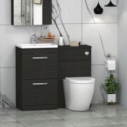 Royal Bathrooms 1000mm Hale Black 2 Drawer Furniture Pack With Mid Edge Basin & Elva Back To Wall Toilet - thumbnail 1