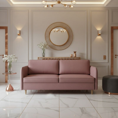 Gaja 209Cm Modern Sofa Bed With Storage Dl Mechanism Comfortable Fold Out Couch With Durable Hydrophobic Fabric Pink - image 1