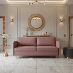 Gaja 209Cm Modern Sofa Bed With Storage Dl Mechanism Comfortable Fold Out Couch With Durable Hydrophobic Fabric Pink