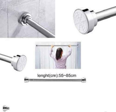 Extendable Telescopic Shower Curtain Pole Rail Rod, Stainless Steel, Adjustable Length 55 To 85 Cm - image 1