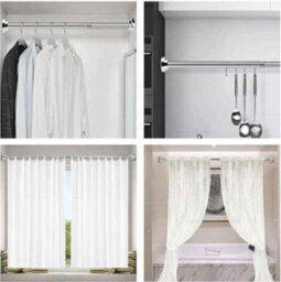 Extendable Telescopic Shower Curtain Pole Rail Rod, Stainless Steel, Adjustable Length 55 To 85 Cm - thumbnail 3