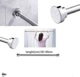 Extendable Telescopic Shower Curtain Pole Rail Rod, Stainless Steel, Adjustable Length 55 To 85 Cm - thumbnail 1