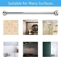Extendable Telescopic Shower Curtain Pole Rail Rod, Stainless Steel, Adjustable Length 55 To 85 Cm - thumbnail 2