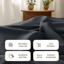 Aspire Homeware Charcoal Duvet Cover Set, Soft Microfiber & Reversible, King (L)220Cm X (W)230Cm - thumbnail 3
