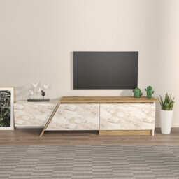 Decorotika Zonas Tv Stand Tv Unit For Tvs Up To 55 Inch Oak And White Marble Effect - thumbnail 1