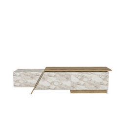 Decorotika Zonas Tv Stand Tv Unit For Tvs Up To 55 Inch Oak And White Marble Effect - thumbnail 4