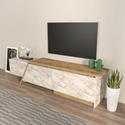 Decorotika Zonas Tv Stand Tv Unit For Tvs Up To 55 Inch Oak And White Marble Effect - thumbnail 2