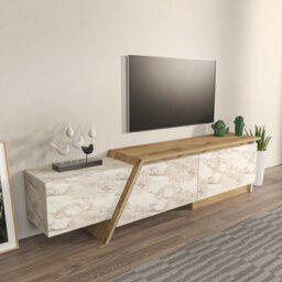 Decorotika Zonas Tv Stand Tv Unit For Tvs Up To 55 Inch Oak And White Marble Effect - thumbnail 3