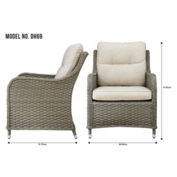 Dellonda Chester Rattan Outdoor Garden Patio Balcony Armchairs & Cushions, Brown - thumbnail 8