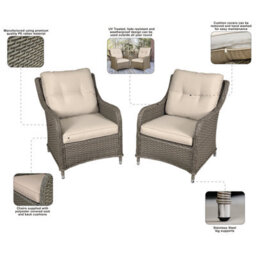 Dellonda Chester Rattan Outdoor Garden Patio Balcony Armchairs & Cushions, Brown - thumbnail 7