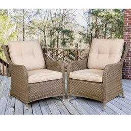 Dellonda Chester Rattan Outdoor Garden Patio Balcony Armchairs & Cushions, Brown - thumbnail 2