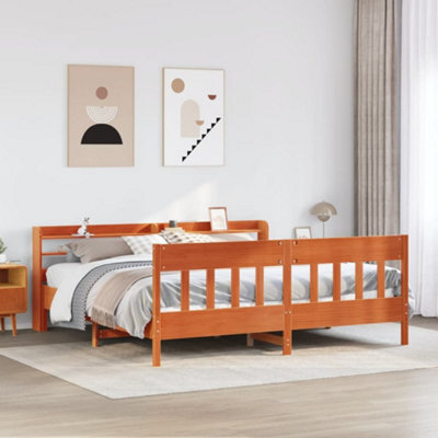 Berkfield Bed Frame Without Mattress Wax Brown 180X200 Cm Super King Solid Wood Pine - image 1