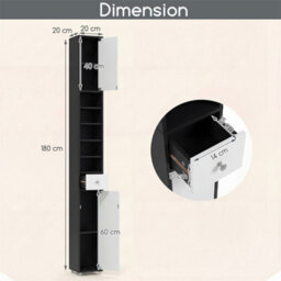 Slim Bathroom Tall Cabinet Floor Storage Cabinet Organizer - thumbnail 2