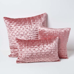 Homescapes Blush Pink Crushed Velvet Cushion Cover, 55 X 55 Cm - thumbnail 5