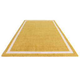 Yellow Plain Handmade Bordered 7mm Pile Stain-Resistant Rug For Bedroom, & Dining Room, Plain Wool Rug-160Cm X 230Cm - thumbnail 7