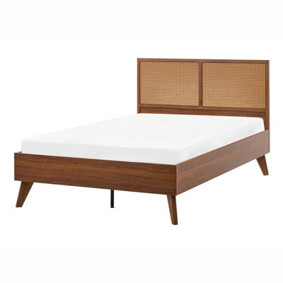 Beliani Bed Pe Rattan Monpazier 120 X 200 Cm (Eu Small Double) Dark Brown - image 1