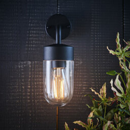 Luminosa Lighting Luminosa North 1 Light Outdoor Wall Light Textured Matt Black & Clear Glass Ip44, E27 - thumbnail 4